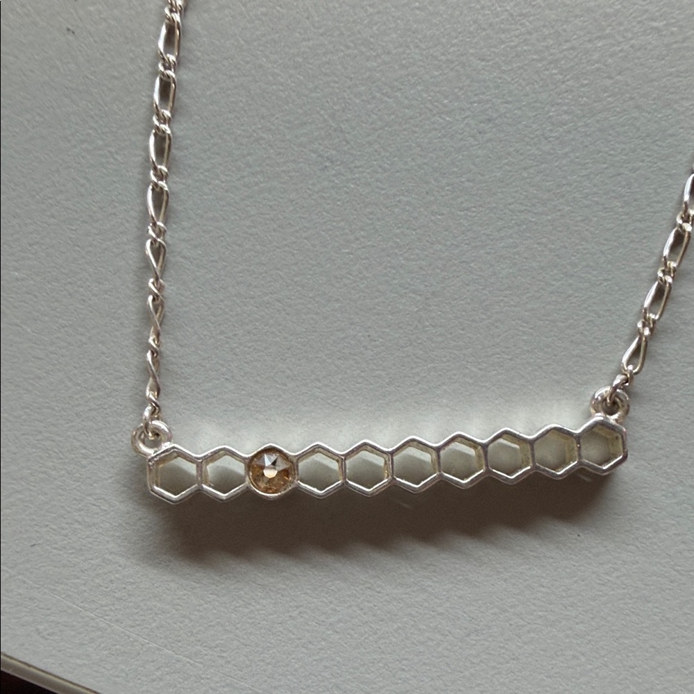 Mignot Faget Honeycomb Bar Necklace with Champagne Crystal - Women Jewelry